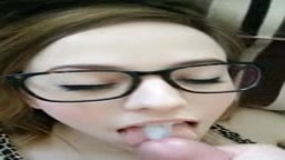 Glasses girl swollow