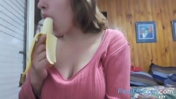 Argentine tits, sucking the banana