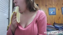 Argentine tits, sucking the banana