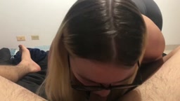 Cute blonde sucking dick