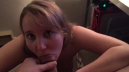 POV DIRTY TALK BLOWJOB cute blonde girlfriend CUM SWALLOW STRUGGLE