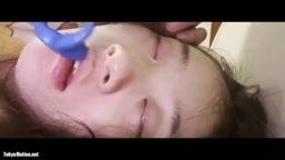 Sleep girl mouth play