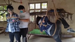 Two girls suspended in an abandoned house