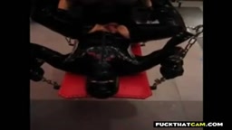 Fucking Latex Slave With A Strapon