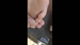 Sleeping chinese girl foot worship in car