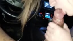 Blonde Amateur Swallows in Car