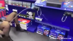 Girl pee in supermarket