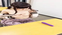 Cute girl masturbating in classroom