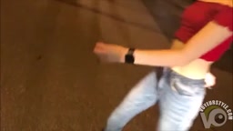 Public flashing on sidewalk