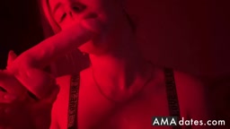 Tattooed Blonde Babe Demonstrates Blowjob Skills