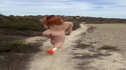 outdoor nude walking nearby lake