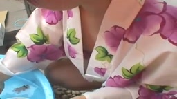 Downblouse sexy kimono