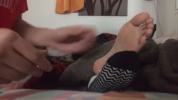 Sleeping Latina soles worship