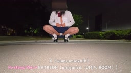 【女装露出】制服きて夜中の公園でオナニー