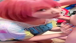 男の娘詩乃_ピンク髪フェラ＆ぶっかけ精飲