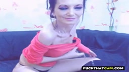 Skinny Granny Pleasures Herself with Dildo on Webcam