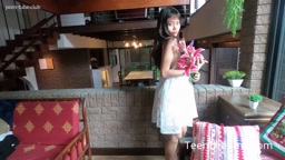 Thai teen teasing on the couch