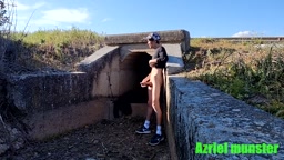 Cute Spanish guy tugs on beefstick near active highway
