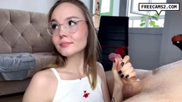 Nerdy young babe sucks and fucks forbidden cock