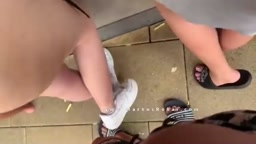 Encoxada Touching Woman 's Ass wearing swimsuit in a beach bar