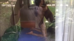 浮気現場　窓越しに彼女がセックス①