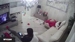 Spy IPCAM living room masturbation