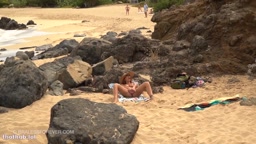 Beach masturbation while someone watches