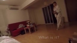 My sister comes into the room