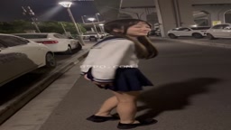 Skinny girl showing off on the public street