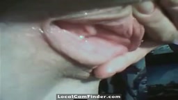 Close-up webcam footage of a woman's pussy and ass