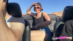 Blonde Spit-Roasted by Two Guys in Nevada Desert