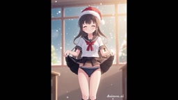 サンタ帽でパンティ見せ