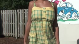 Blonde gets naked in front of car wash