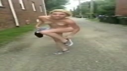 Cute blonde public walk