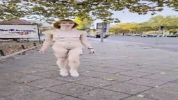 Naked stroll on busy sidewalk