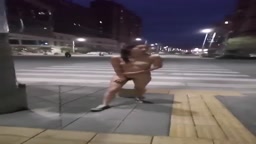 路上でのアジア人の公共オナニー