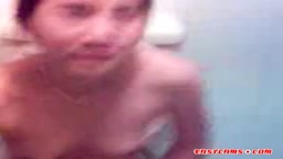 Asian Babe Nabilah and Her Boyfriend in the Bathroom