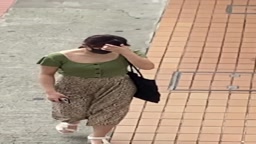 着衣胸の谷間チラ