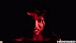 Demon Girl Bondage Cumflation - Canela Skin as The Devil gets Creampied & Monster Quad Penetration