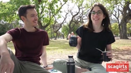 Cute Teen Couple's Public Blowjob at the Park