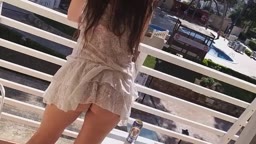 Public Pussy Tanning - No Panties Hotel Balcony Show