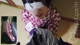 目隠し和服フェラ