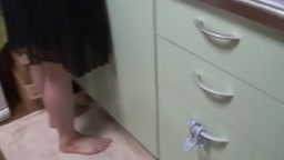 Japanese Man with Large Breasts Has Sex with Amateur Girl in the Kitchen