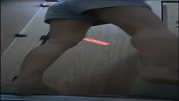 The mother pissing in front of her son.