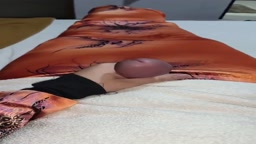 Satin floral orange baju kurung cumshot