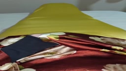 Satin brown yellow baju kurung cumshot part 1