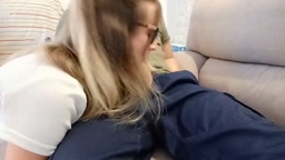 Blonde Babe's Clothes Ruined by Extreme Bukkake Before Work