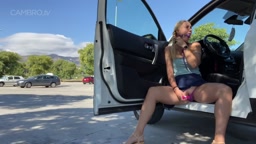IR - Ballgag in parking lot masturbation