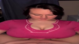 Pink top lavender bra titjob