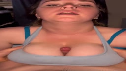 Light blue top Indigo bra titjob